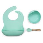 Set bol bavoir et cuillère pour bébé – Turquoise