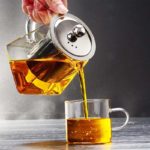 Théière en verre résistant à la chaleur, avec infuseur à thé en inox