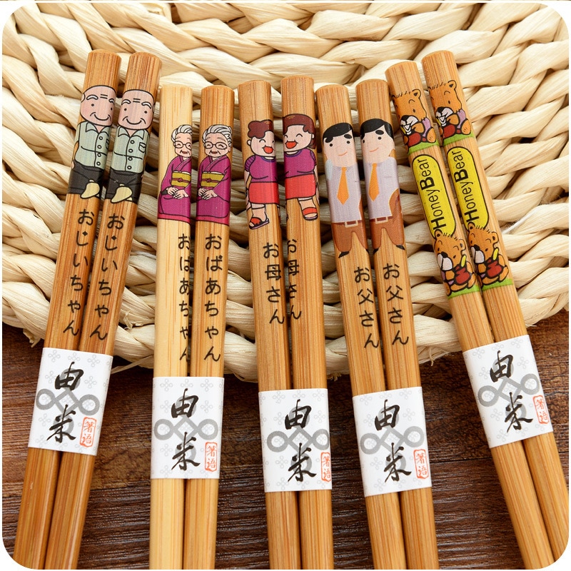 Set de 5 paires de baguettes chinoises hautes en couleurs