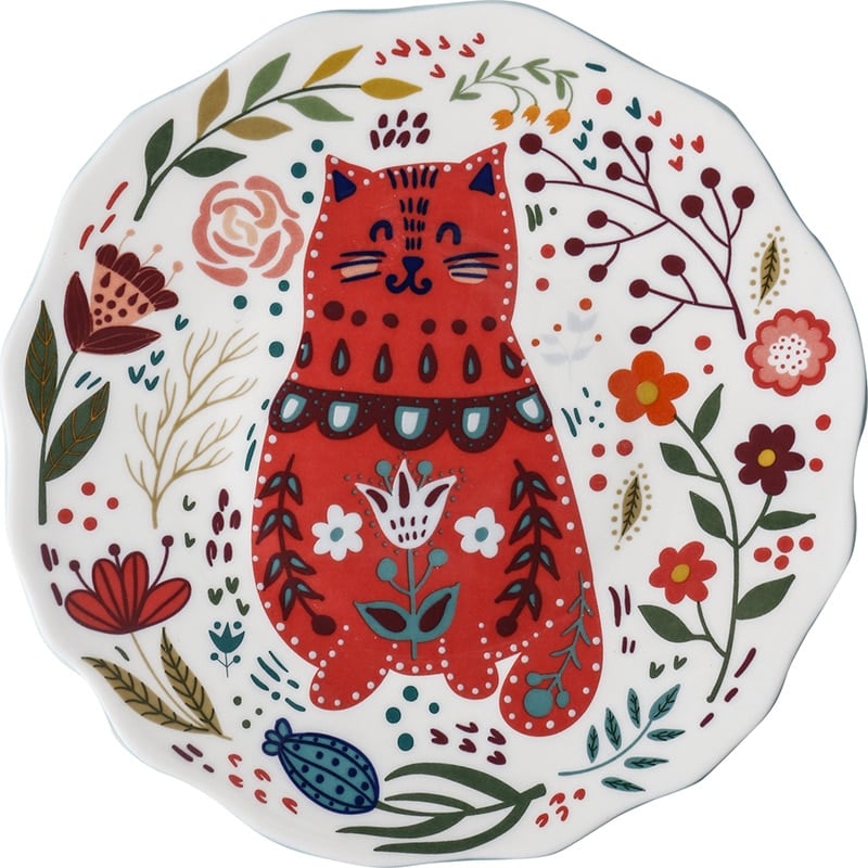 Assiette Céramique Motif Chat - Plateau Rond 16 Cm - Pour Pâtes, Desserts, Snacks - Idéal Famille Et Fêtes