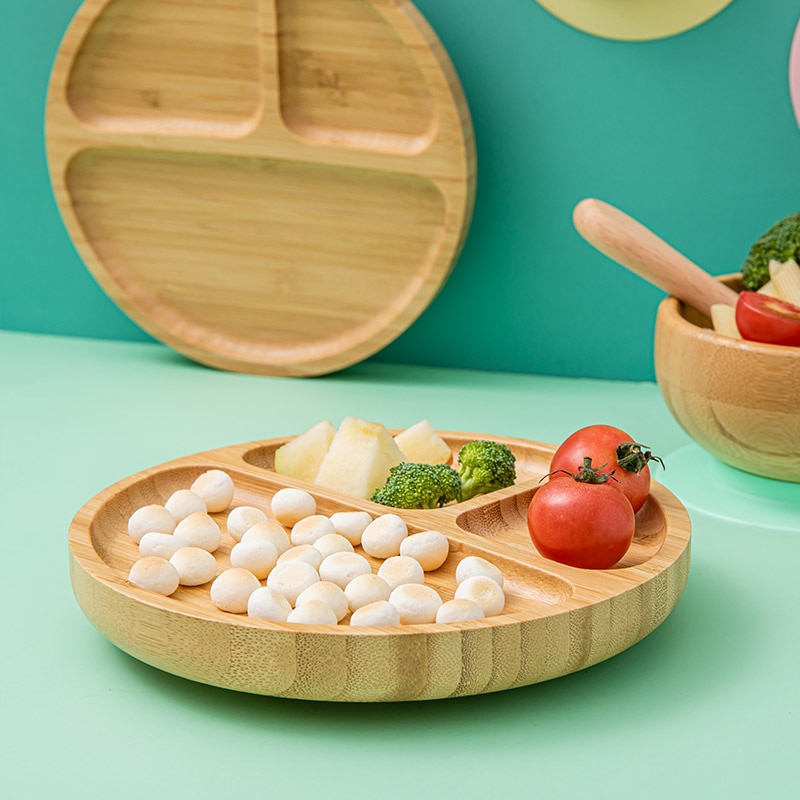 Shopwithgreen Ensemble d'assiettes divisées pour enfants en bambou