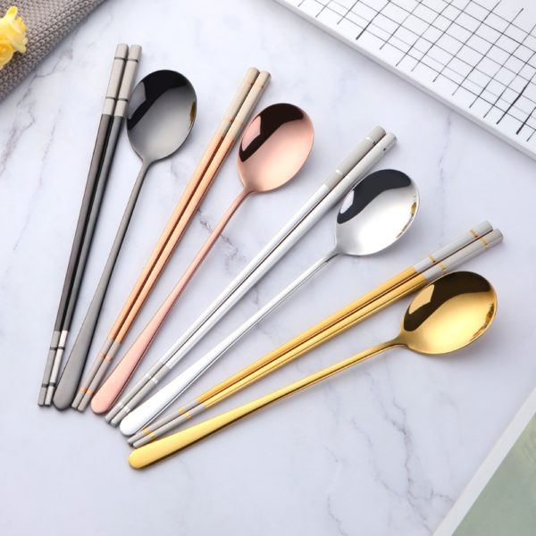 Ensemble de baguette et cuillère assortiess en acier inoxydable