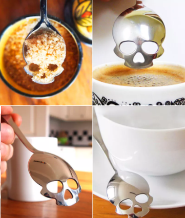 Cuillère à café en forme de crâne en acier inoxydable