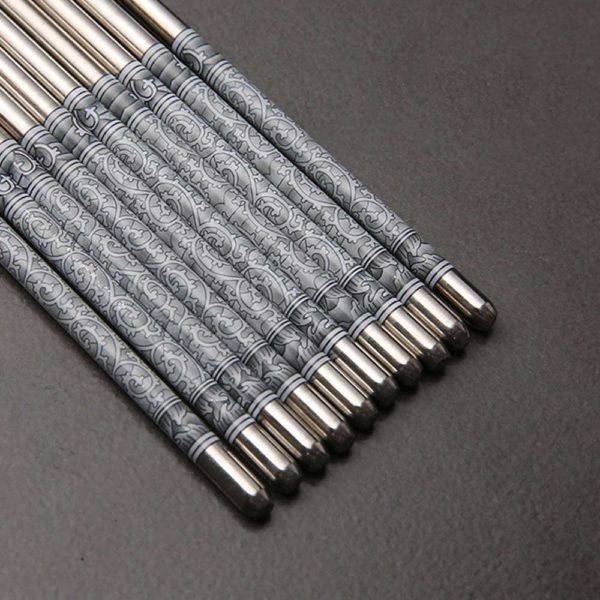 5 paires de baguettes en acier inoxydable