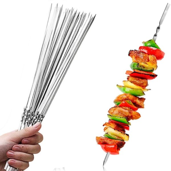 Brochettes de Barbecue réutilisables en acier inoxydable