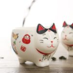 Service à thé chat japonais en porcelaine