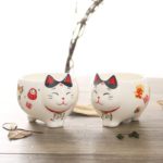 Service à thé chat japonais en porcelaine