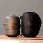Théière et tasses en céramique portable – Noir