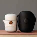 Théière et tasses en céramique portable – Blanc