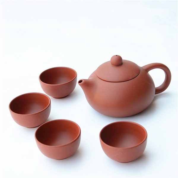Service à thé en argile fait à la main rouge