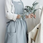 Tablier japonais en toile de coton et lin pour femme