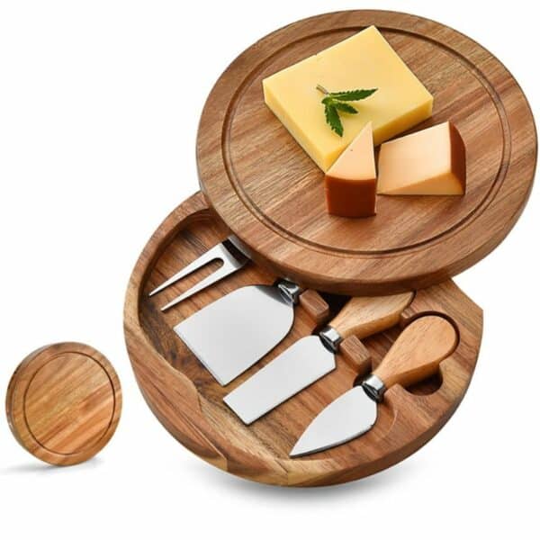 Planches à fromage ronde et couteaux